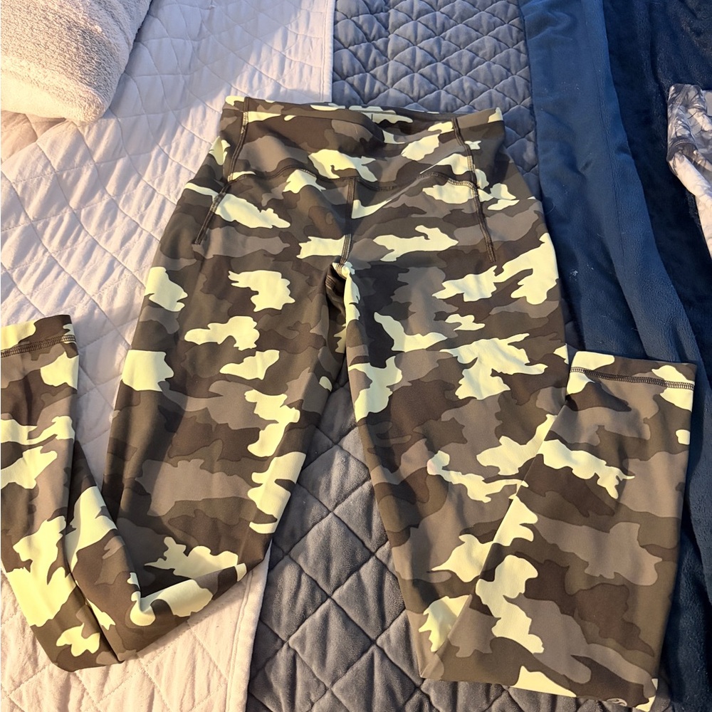 lululemon athletica Camo Leggings in Green and Tan/yellow